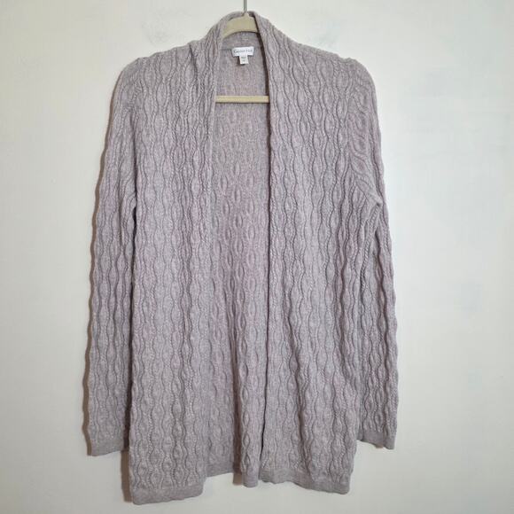 Garnet Hill 100% cashmere soft open front knit cardigan sweater woman's size M